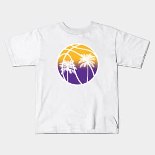 LA Palm Tree Basketball - White Kids T-Shirt